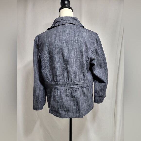 JM collection denim collared button, pockets blazer jacket size 12P UNIQUE - Picture 4 of 6